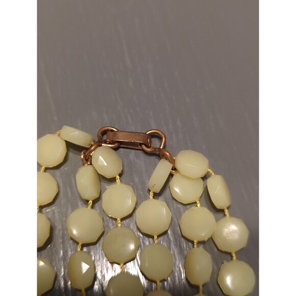 Three Strand Necklace Beaded Octogan Pastel Yellow Pink Blue Vintage Lot Of 3 - Picture 7 of 9